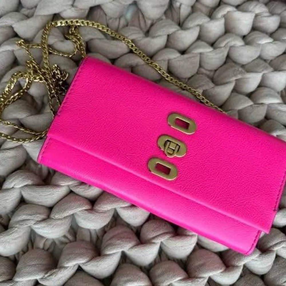 Hot Pink Crossbody Wallet with Gold Chain Limited Edition Barbie